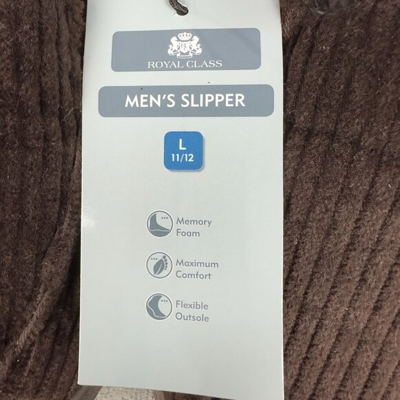 Royal Class Mocassin Slippers Mens L 11/12 Brown Corduroy Memory Foam - Picture 5 of 9